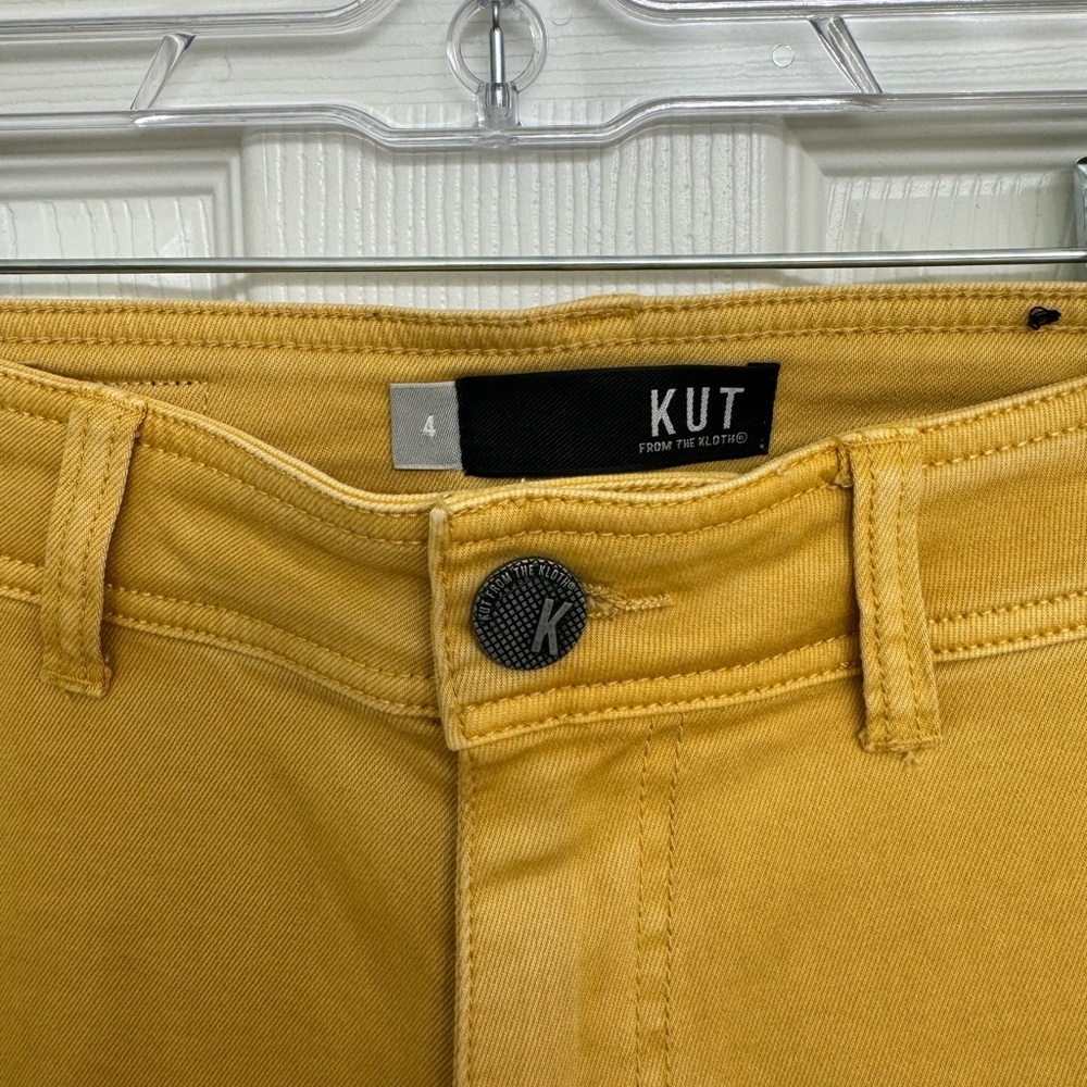 Kut Gwen High Rise Wide Leg Yellow Jeans Size 4 - Picture 7 of 8